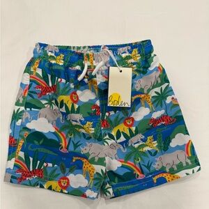NEW Boden Boy Toddler Animal Print Swim Trunks